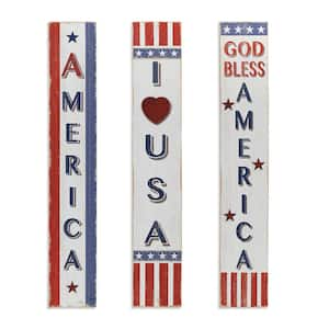 47.2 In H Assorted "America" Wood Decorative Sign (Set of 3)