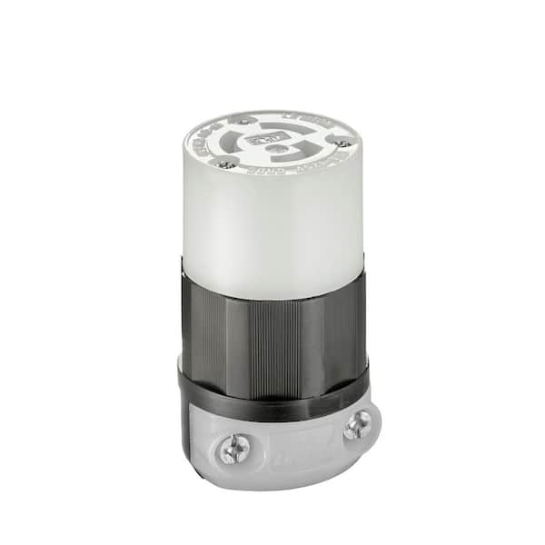 Leviton 15 Amp 125-Volt Locking Connector, Black and White 4729-CS