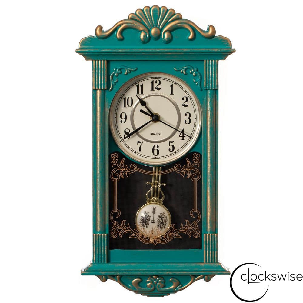 Quickway Imports Clockswise Vintage Grandfather-Style Wall Clock