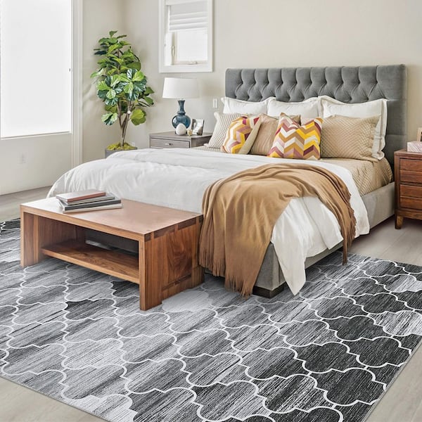 Modern Geometric Print Area Rug Soft and Versatile Anti-Fouling and Anti-Slip for Bedroom Living Room Gray 5 ft. x 7 ft.