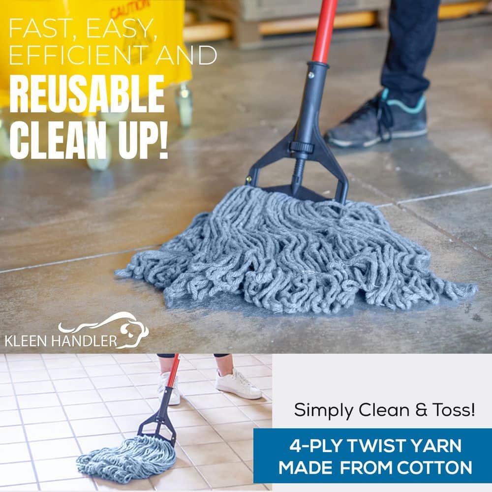 Heavy Duty Blue Cotton Flat Mop Head Replacement Pack