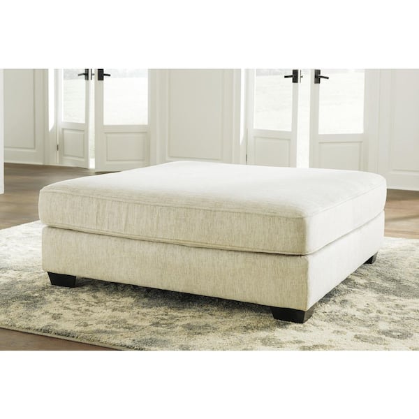 Rawcliffe Beige Polyester Square Accent Oversized Ottoman