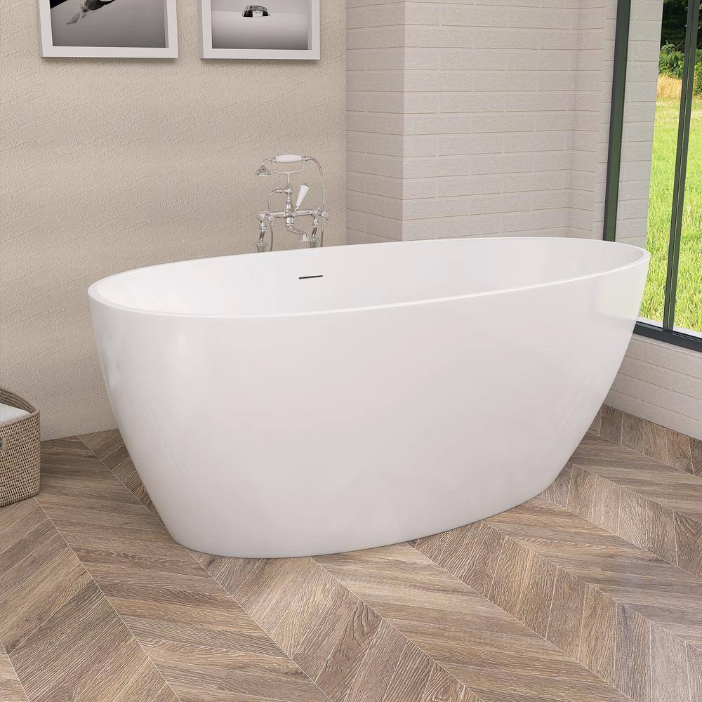 59'' x 29.5'' Freestanding Soaking Acrylic Bathtub