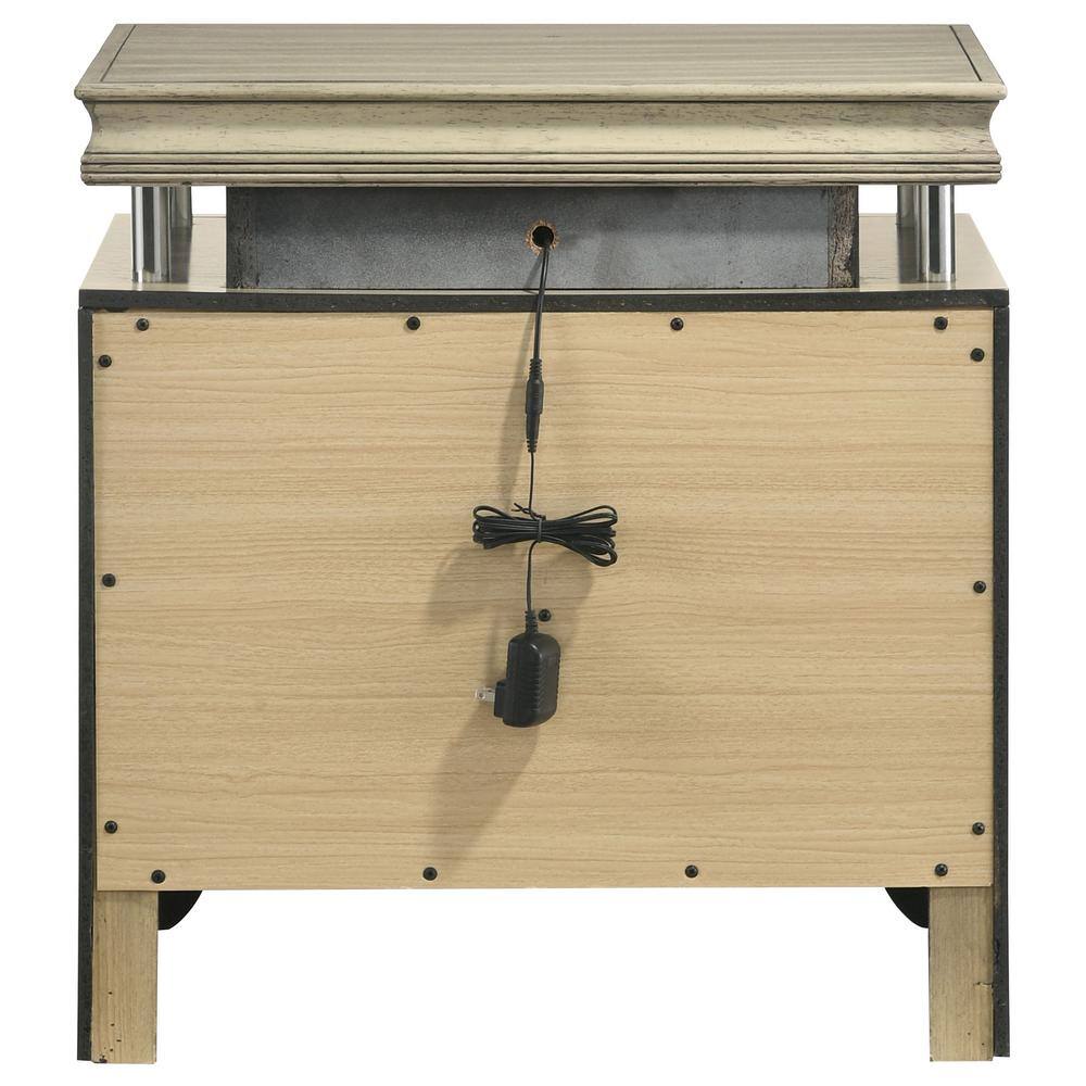 Giselle Beige 3-Drawer Nightstand with LED Light