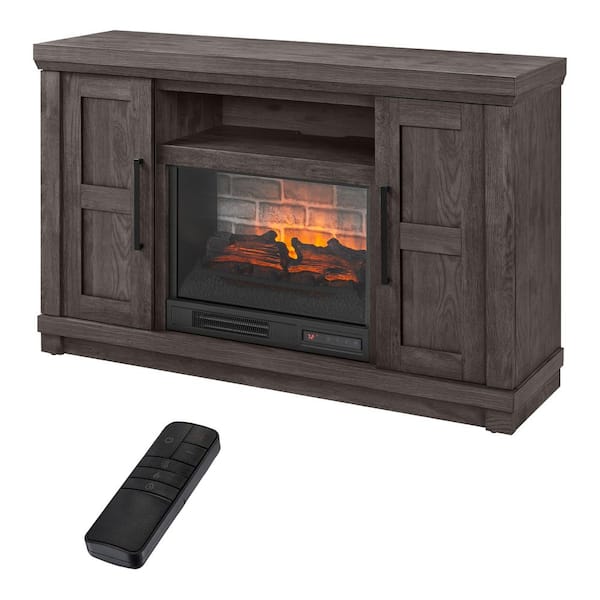 Home Decorators Collection Caufield 54 in. Freestanding Electric Fireplace TV Stand in Vintage Warm Oak