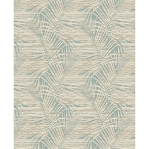 Shadow Palms Seamist Vinyl Peel and Stick Wallpaper Roll (Covers 30.75 sq. ft.)