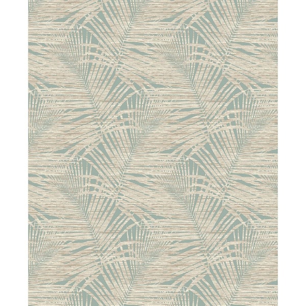 Shadow Palms Seamist Vinyl Peel and Stick Wallpaper Roll (Covers 30.75 sq. ft.)