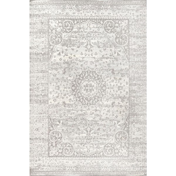 Scala Ornate Bohemian Medallion Gray/Cream 5 ft. x 8 ft. Area Rug