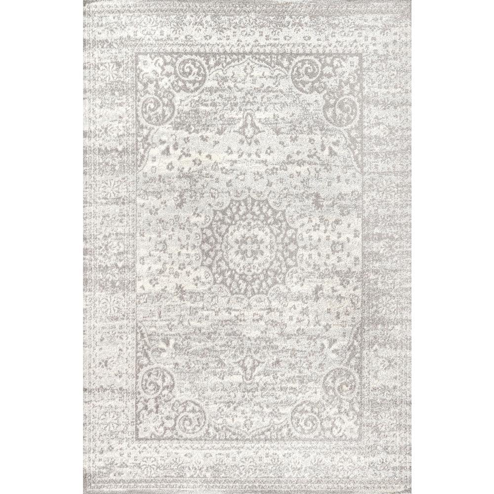 Medallion Mirage Gray and Cream 8' x 10' Synthetic Area Rug