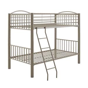 Janvier Pewter Powder Coated Heavy Metal Twin Over Twin Bunk Bed