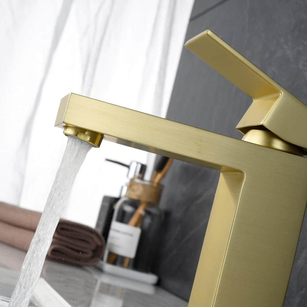 Brushed Gold Single Handle Brass Bathroom Faucet