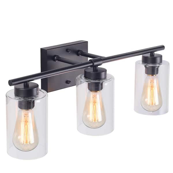 22.83 in. 3-Light Black Modern Wall Sconce Bathroom Vanity-Light Indoor Wall Light for Living Room
