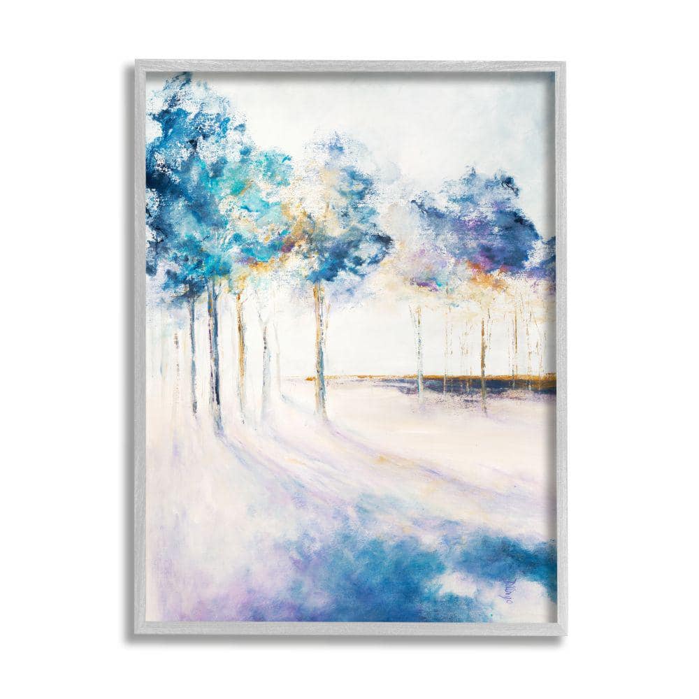 Stupell Industries Abstract Blue Tree Shadows in Forest Landscape By Dina D'Argo Framed Print Nature Texturized Art 24 in. x 30 in -  ai-196_gff24x30
