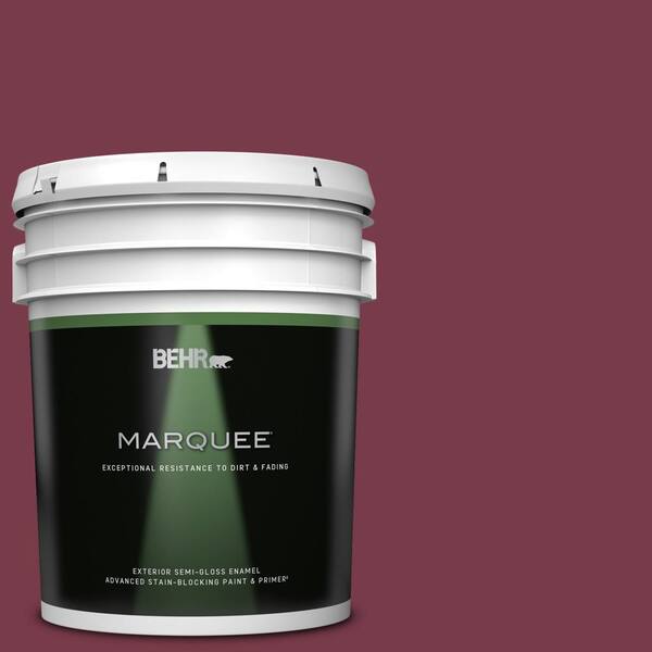 BEHR MARQUEE 5 gal. #BIC-51 July Ruby Semi-Gloss Enamel Exterior Paint & Primer