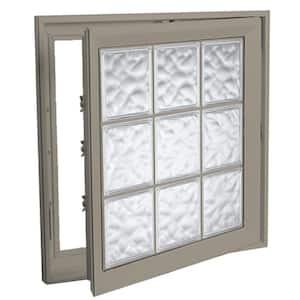 21 in. x 21 in. Right-Hand Acrylic Block Casement Vinyl Window with Driftwood Interior and Exterior - Wave Block