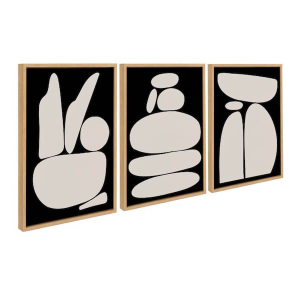 Kate and Laurel Sylvie Zen Rock Garden by the Creative Bunch Studio 3-Piece Framed Art Print 24 in. x 18 in.