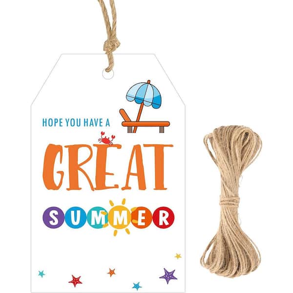 Unbranded Summer Gift Tags White Paper with String 50 PCS End of School Year Hawaiian Tropical Party Favors Classroom Graduation