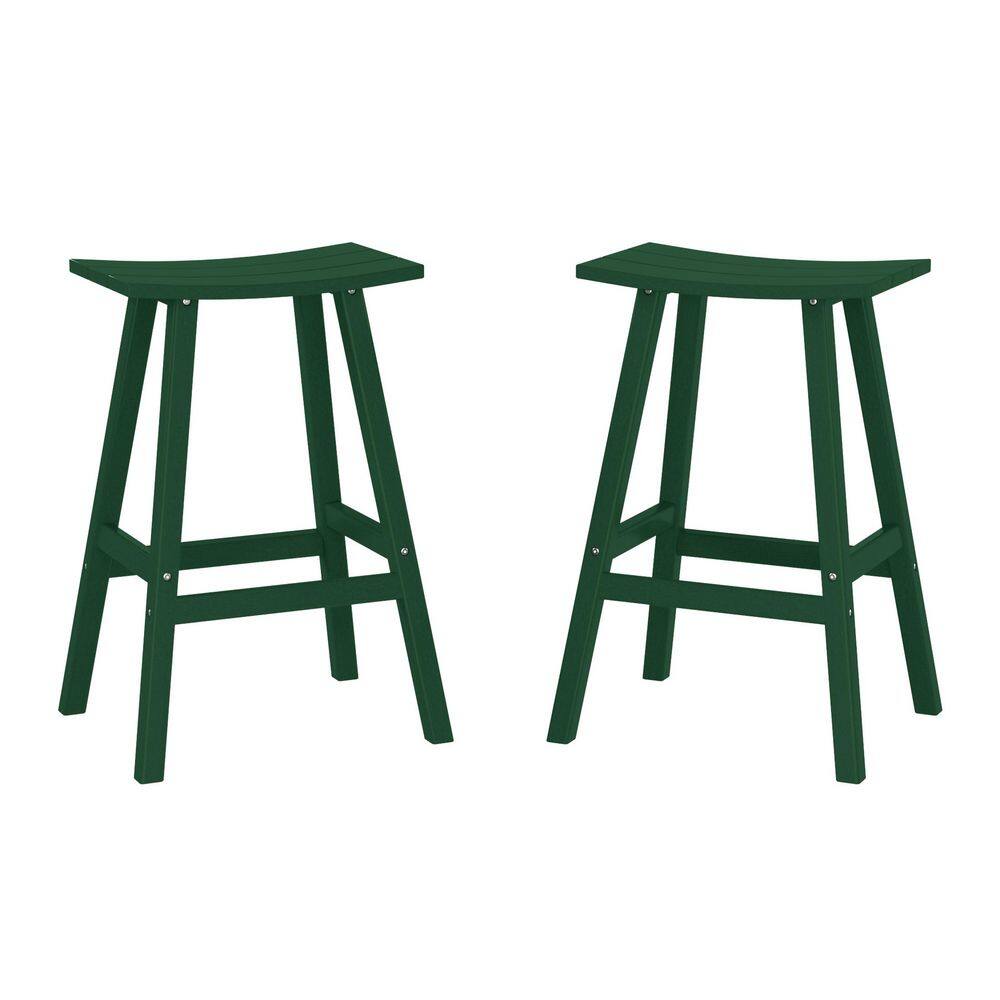 Franklin Dark Green 24 in. Poly HDPE Fade Resistant Outdoor Patio Saddle Seat Counter Height Bar Stool (Set of 2) price history on PriceWatchPro