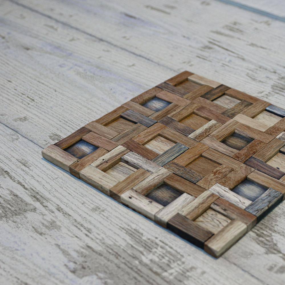 Natural Finish Reclaimed Wood Mosaic Wall Tile 11-Pack
