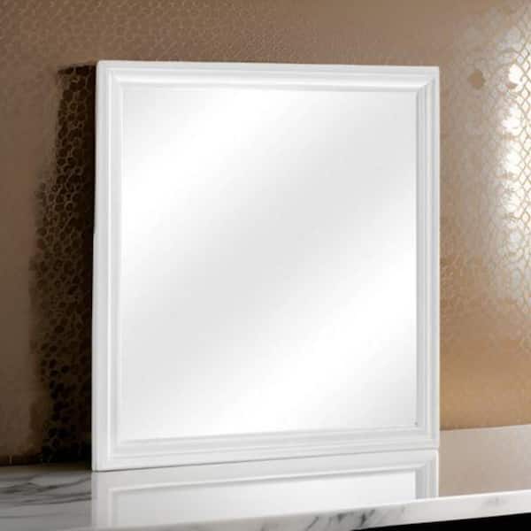 Benjara 1 in. x 38 in. Square Wooden Frame White and Silver Dresser Mirror