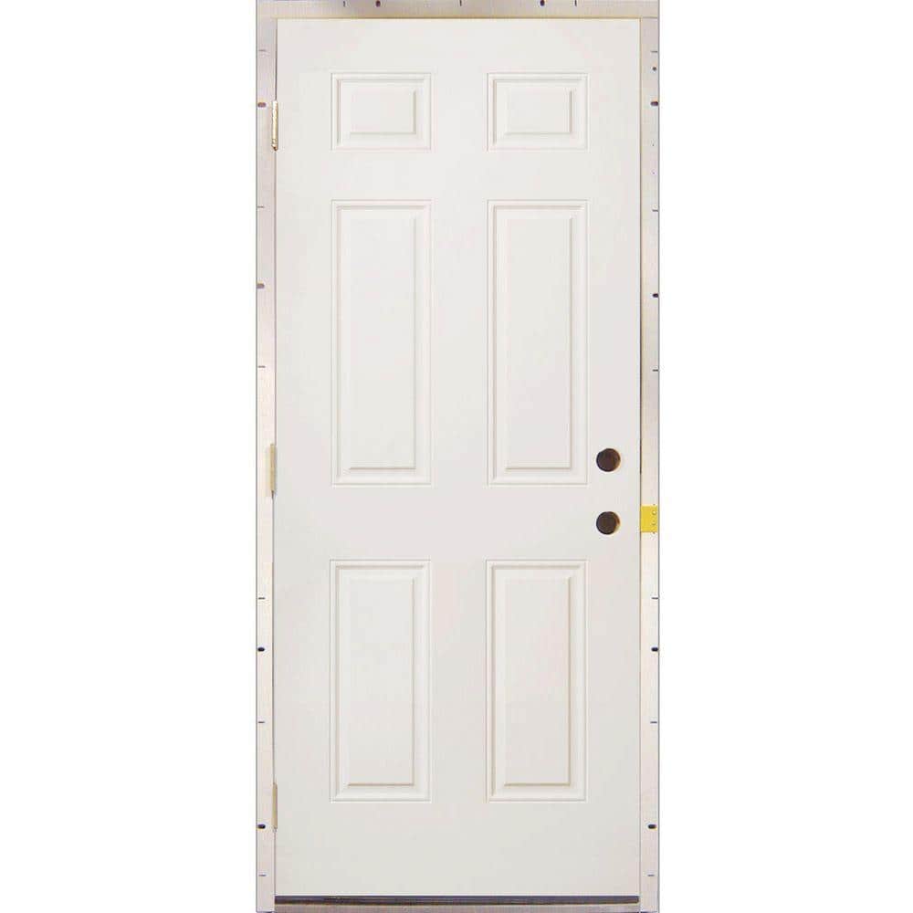 MMI DOOR 30 in. x 80 in. 6-Panel Replacement Primed White Steel