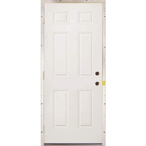 MMI Door 36 in. x 80 in. 6-Panel Replacement Primed White Steel Prehung Front Door