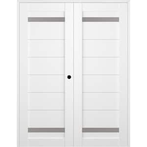 Perla 36 in. x 80 in. Left Hand Active 2-Lite Frosted Glass Bianco Noble Wood Composite Double Prehung French Door