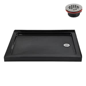 NT-2262-48BL-RH 48 in. x 36 in. Corner Acrylic Shower Pan Base in Glossy Black with Right Hand Drain, ABS Drain Included