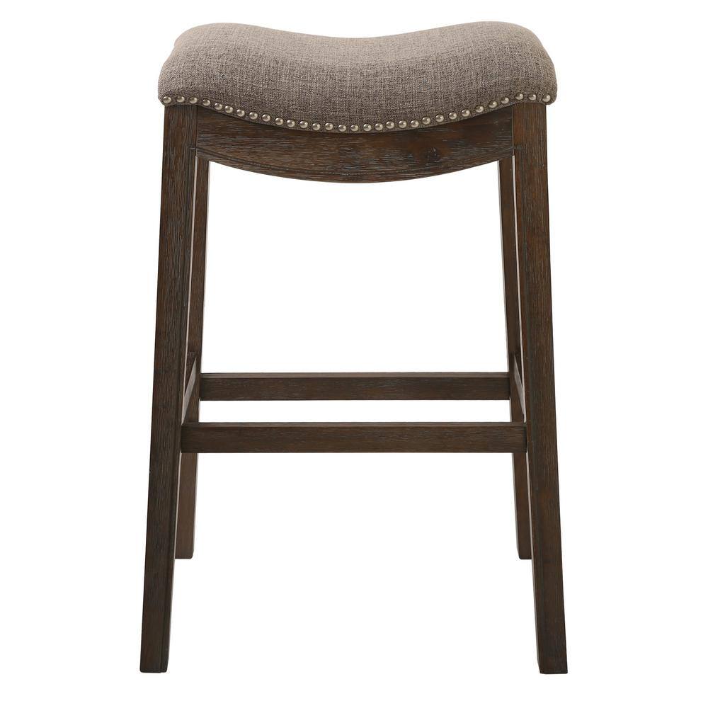 NewRidge Home Goods Saddle 31 in. Dark Weathered Gray Backless Wood Bar