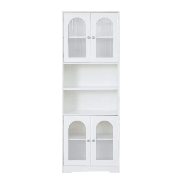 cadeninc 23.62 in. W x 11.81 in. D x 66.92 in. H Bathroom Storage Cabinet with Doors and Shelves, White