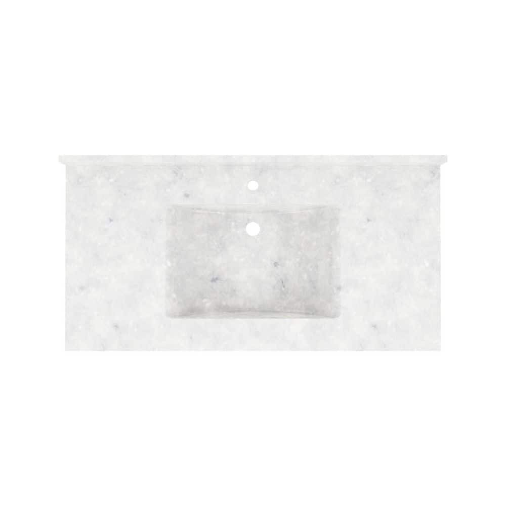 Ice Gray Engineered Solid Surface 43'' Single Bathroom Vanity Top with Sink
