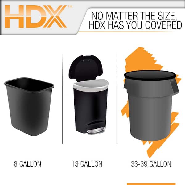 HDX Drawstring Trash Bags Rodent Repellent Disposable 40 Count 33 Gallon Black 
