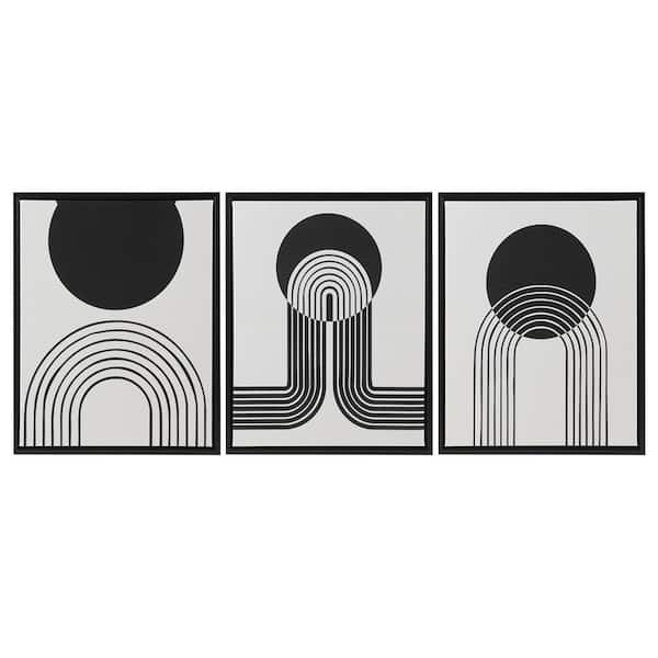 Urban Habitat Cosmic Curl 3-Piece Black/Taupe Framed Canvas Set
