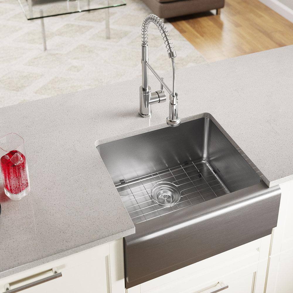 MR Direct Farmhouse Apron Front Stainless Steel 23-3/4 in. Single Bowl ...