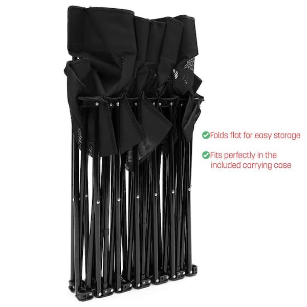 Portable 5-Seater Folding Team Sports Sideline Bench With Mesh Seat and Back (Black)