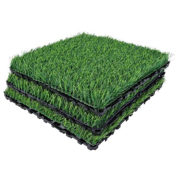 Tenleaf 12 in. x 12 in. Interlocking Artificial Grass Tiles For Patio, Balcony, Backyard (36-Pack)