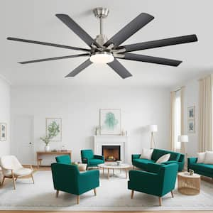 66 in. Indoor/Outdoor Nickel Smart Ceiling Fan with LED Light and Remote App Control