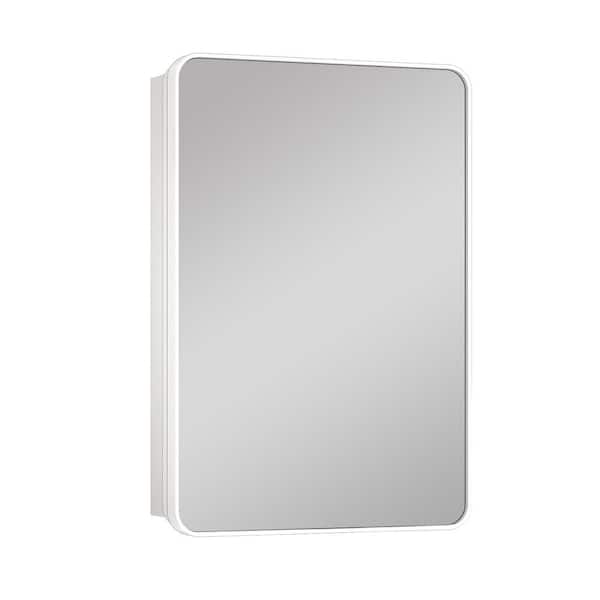20 in. W x 32 in. H Rectangular Chrome Stainless Steels Framed Recessed/Surface Mount Medicine Cabinet with Mirror