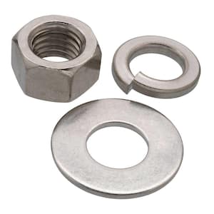 1/2 in. Stainless Steel Nut, Washer and Lock Washer (6-Piece per Pack)