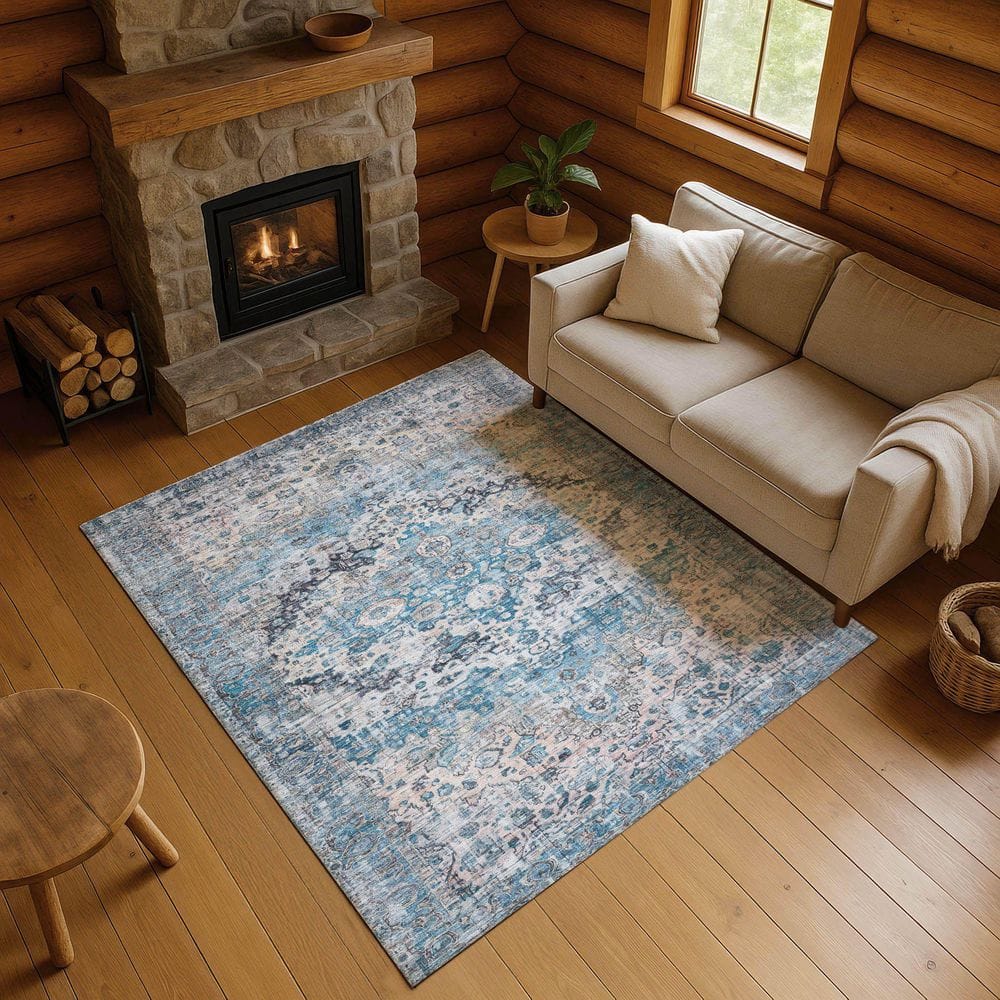 Mayfield Premium Machine Washable Abstract AMF1755 Blue 10 ft. x 14 ft. Area Rug price history on PriceWatchPro