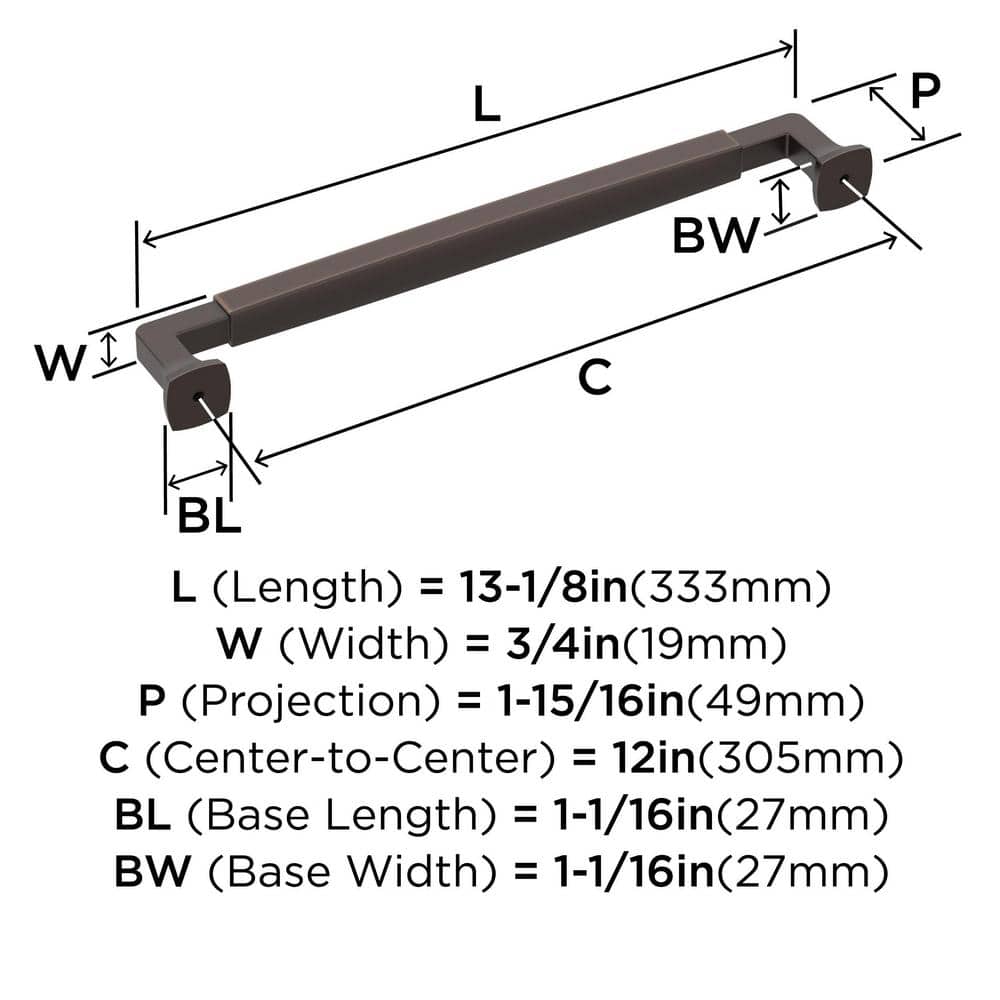 Oil Rubbed Bronze 13'' Modern Appliance Pull with Mounting Hardware