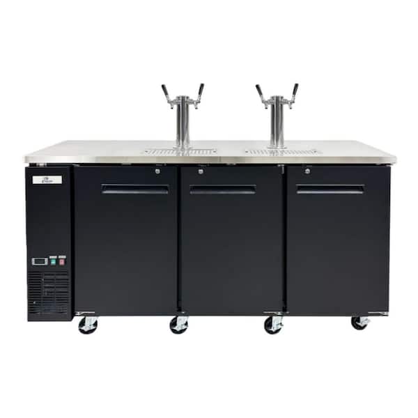 72.8 in. W Two Tower Four Taps Three Half Barrel Beer Keg Dispenser Refrigerator
