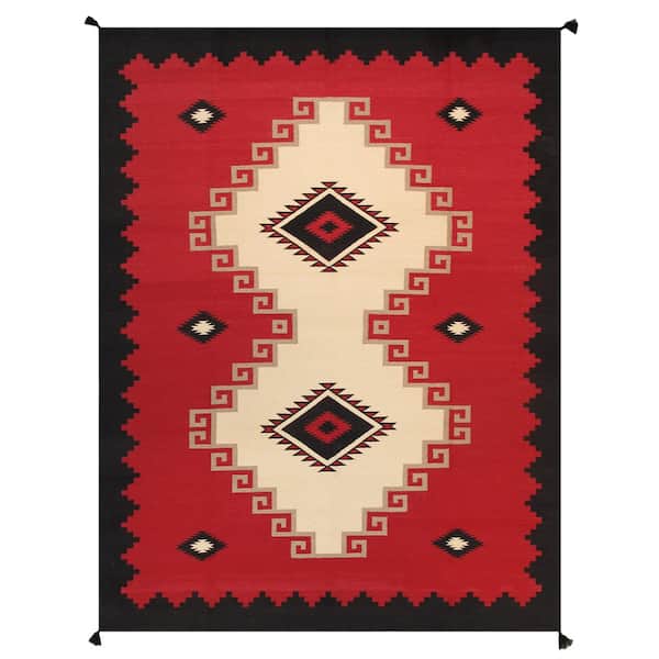 Tuscany Red/Black 6 ft. x 9 ft. Geomatric Area Rug