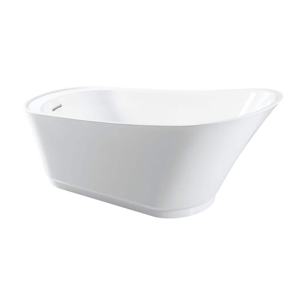 60 in. Acrylic Slipper Reversible Drain Oval Flatbottom Freestanding Bathtu