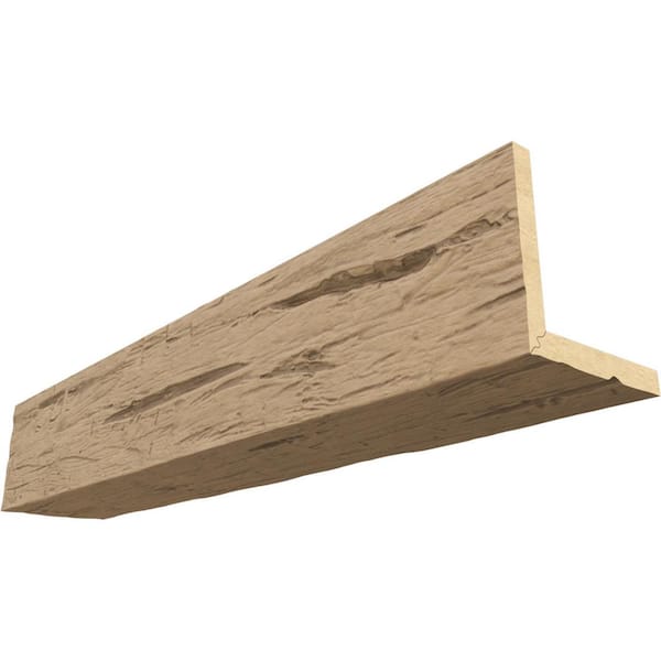 Ekena Millwork Endurathane 4 in. H x 8 in. W x 14 ft. L Hand Hewn Oatmeal Faux Wood Beam