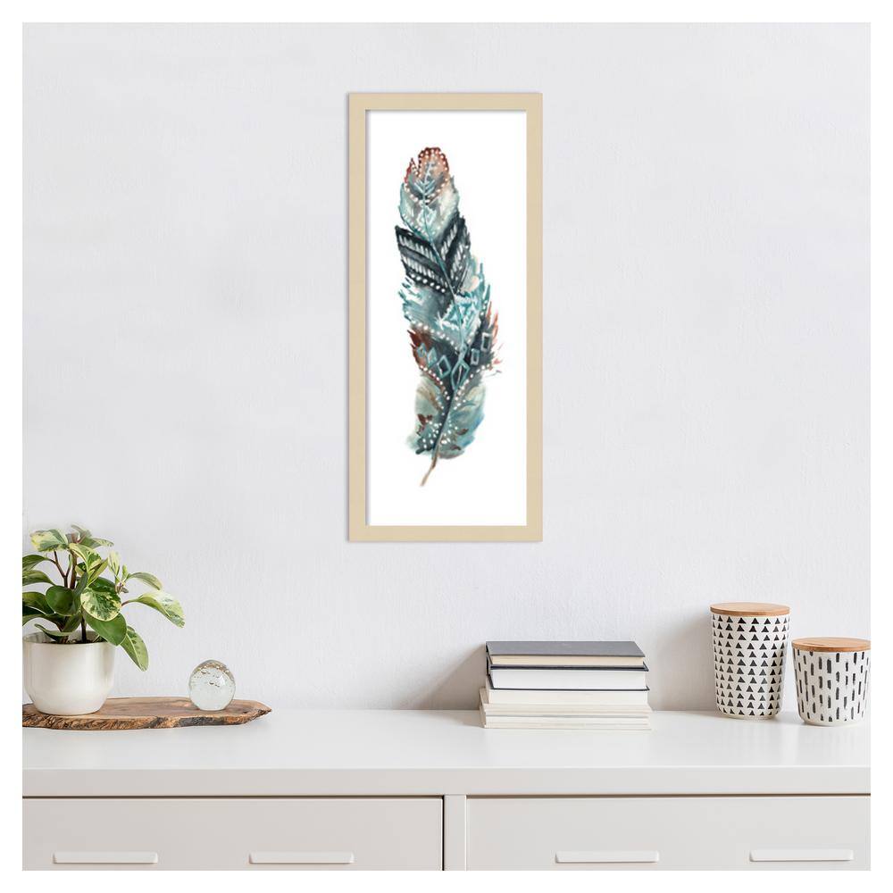 Svelte Natural Framed Tribal Feather Graphic Art Print