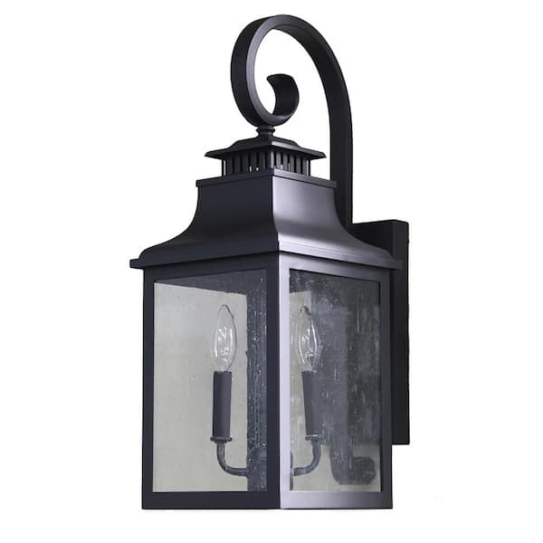 Unbranded Morgan 2-Light Black Outdoor Wall Lantern Sconce