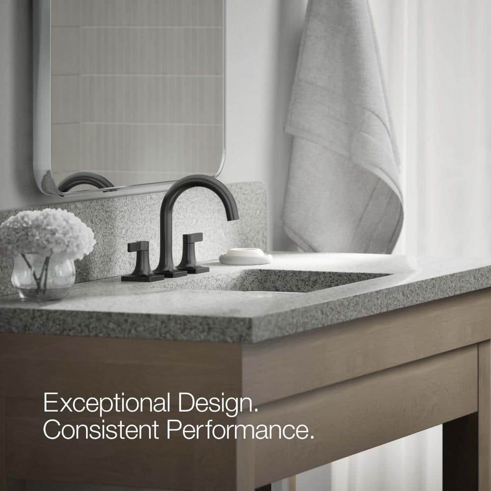 Matte Black Brass Widespread Bathroom Sink Faucet with Clicker Drain