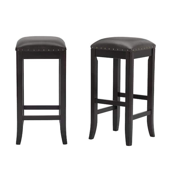 Stylewell Ruby Hill Black Wood, Backless Bar Stools Upholstered