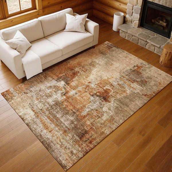 Chantille Machine Washable Indoor/Outdoor Abstract ACN2300 Copper 10 ft. x 14 ft. Area Rug